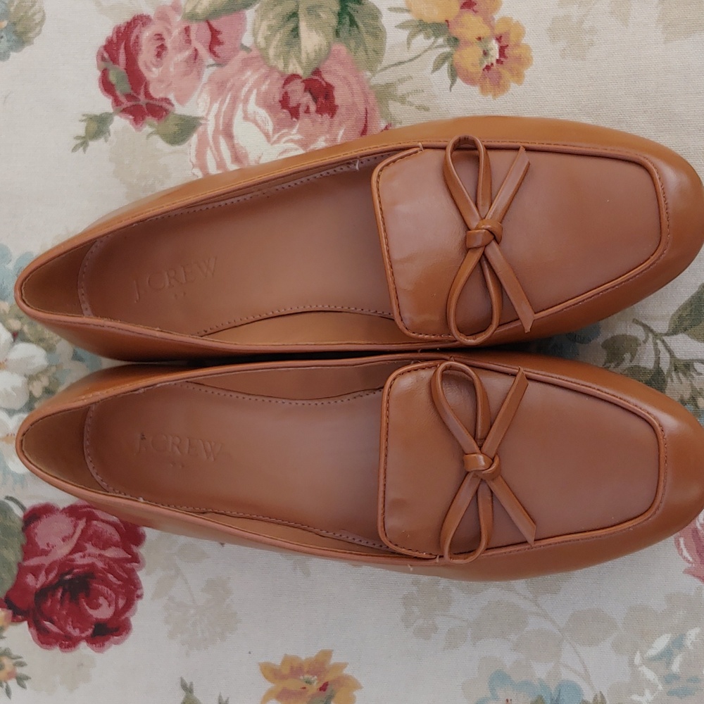 J. Crew Factory Women's Tan Loafers With Bow Detail Size 8.5 - Picture 6 of 16